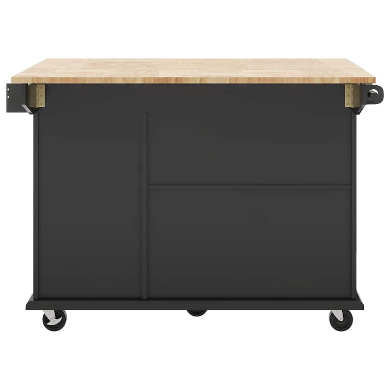 Rolling Kitchen Cart with Internal Storage Rack and Pull Out Cabinet - N/A