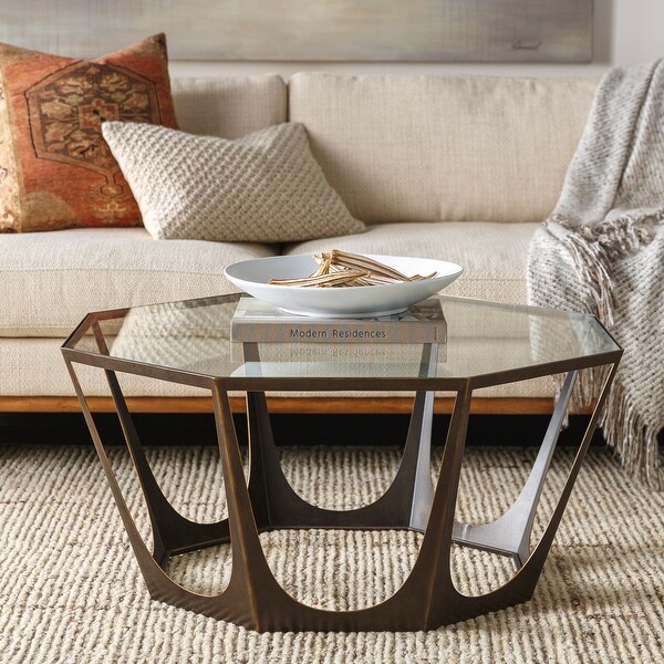 Wood and sales bronze coffee table