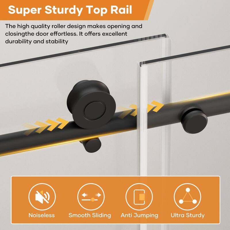 56"-60" W x 76" H Single Sliding Frameless Shower Door 8mm Thickened Upgrade Tempered Glass Stainless Steel Hardware