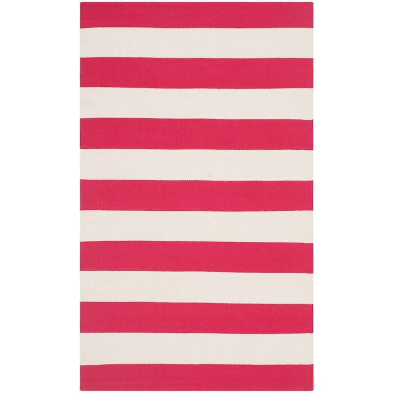 SAFAVIEH Handmade Montauk Geltrude Stripe Cotton Flatweave Rug - 2'3" x 5' - Red/Ivory