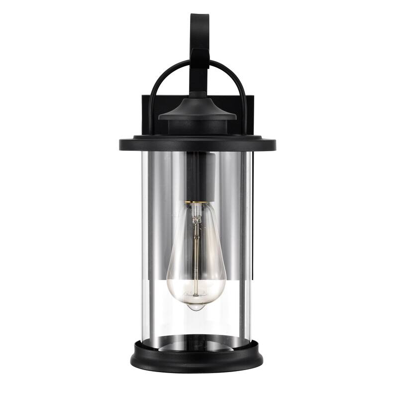 1-light Textured Black Outdoor Wall Lantern