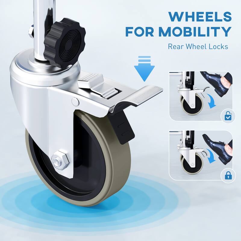 HOMCOM Rolling Shower Chair with Wheels, Bedside Commode Wheelchair with Padded Seat, Backrest, for Handicap