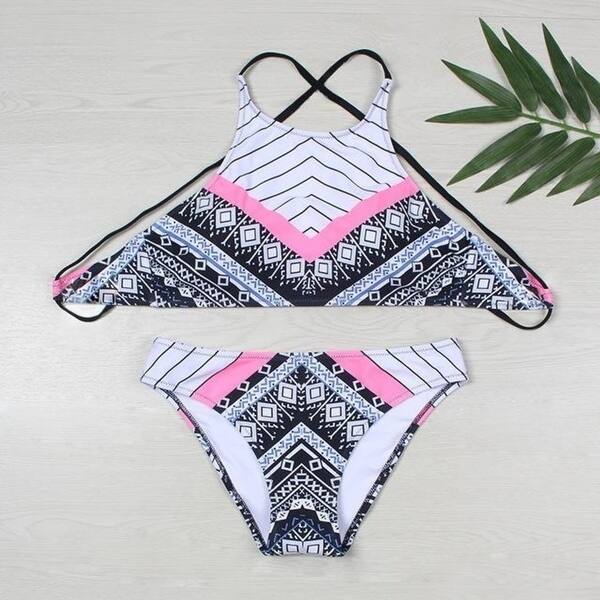 Shop Lyric Halter Bikini Set Swimsuit Hot Crop Top Swimwear For