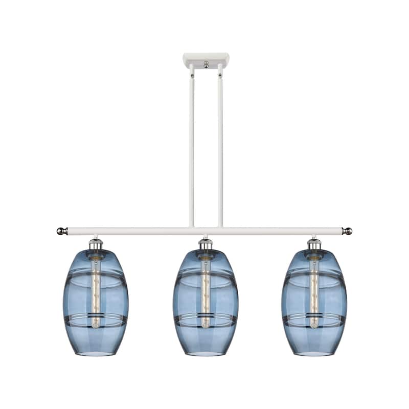 Innovations Lighting 516-3I-10-36 Vaz Linear Vaz 3 Light 36" Wide - White Polished Chrome / Blue
