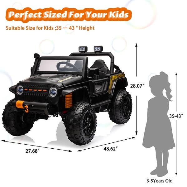 dimension image slide 3 of 6, 24V 2 Seater Electric Ride On Truck with Remote Control