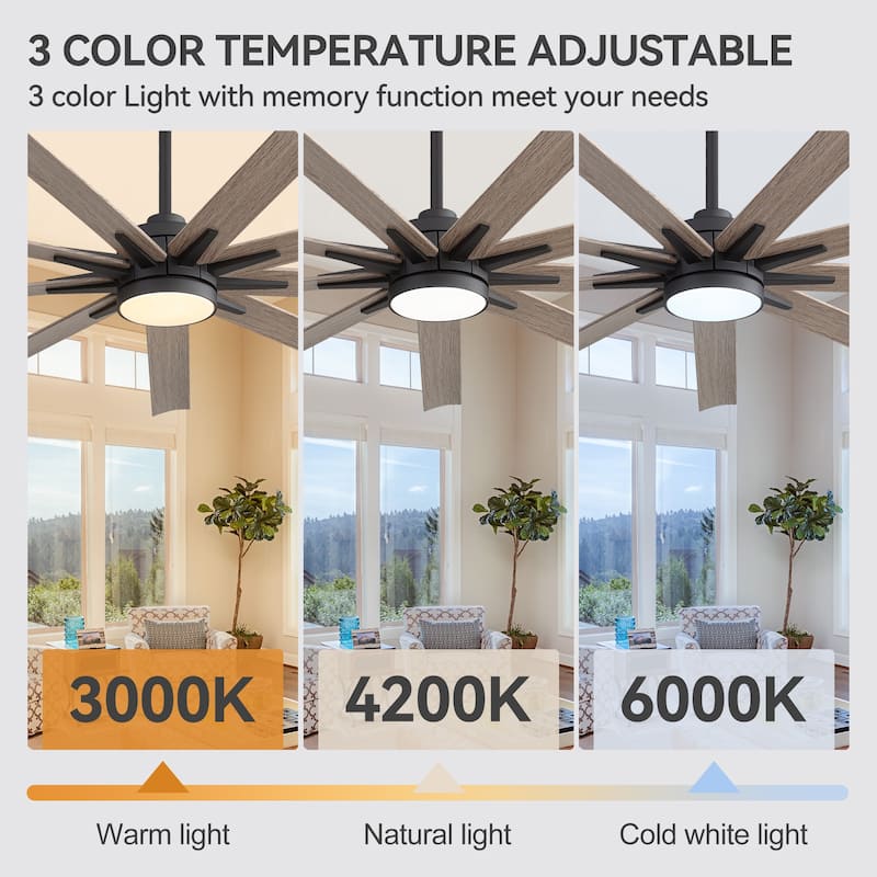 65" Modern Integrated LED Ceiling Fan with Light and Remote