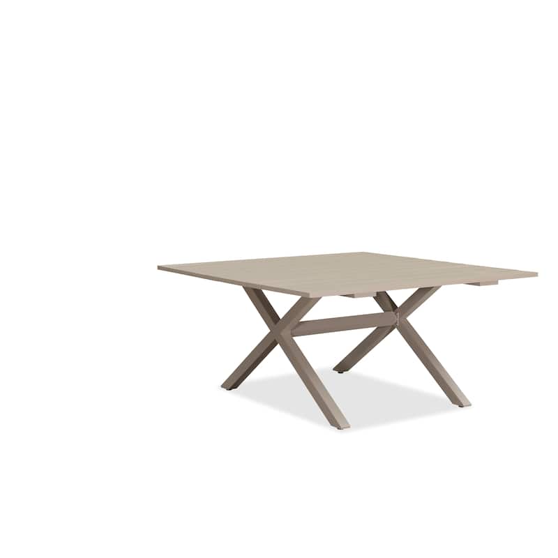 PURPLE LEAF Outdoor Lightweight Aluminum Patio Dining Tables-1 Table - Brown-square(9 Pieces-2)