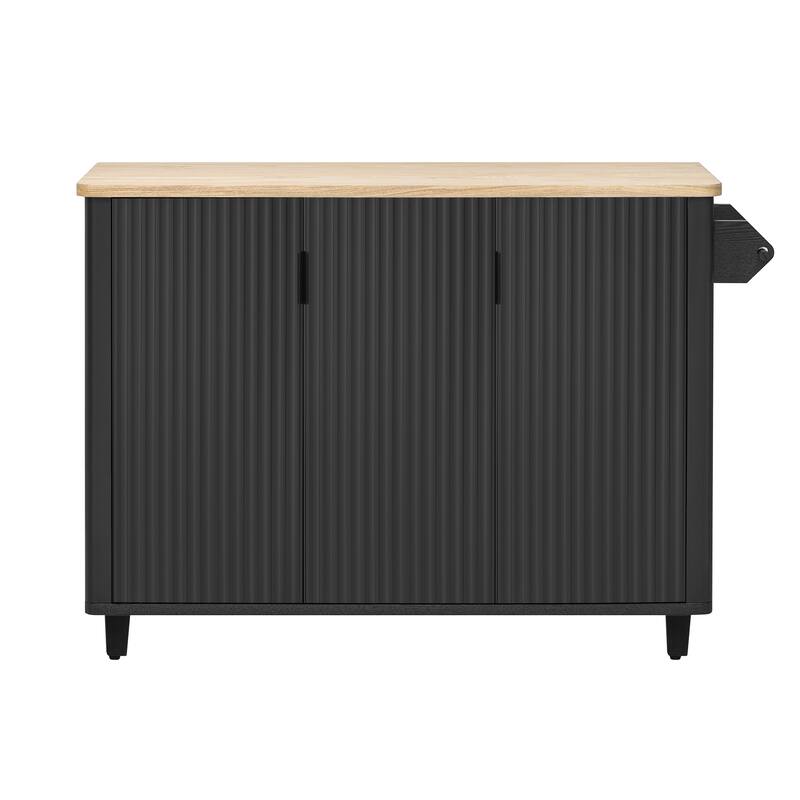 Kitchen Island with Drop Leaf, Farmhouse Kitchen Island on Wheels with Internal Storage Rack, Towel Rack for Kitchen