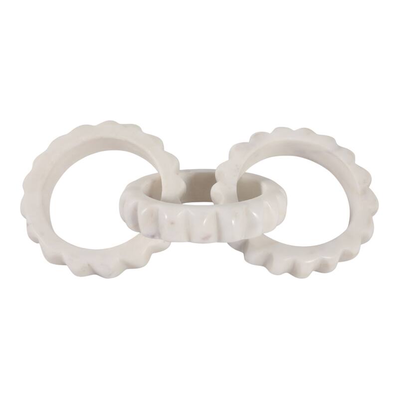 Carved Marble Chain Decorative Objects Home Decor - 8" White - 8.0"