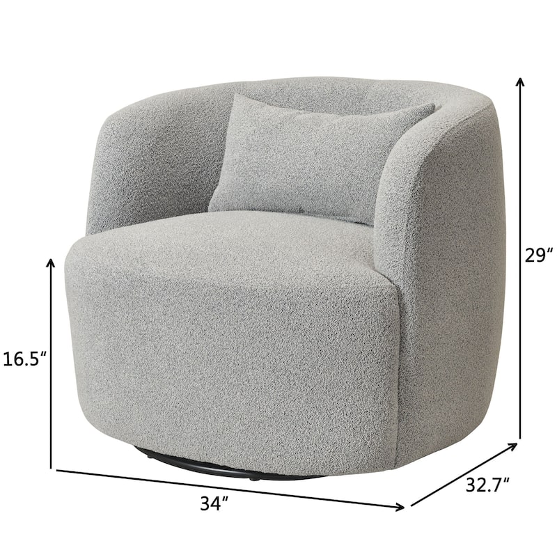 KINWELL 34" Sherpa Swivel Accent Chair Boucle Upholstered Armchair