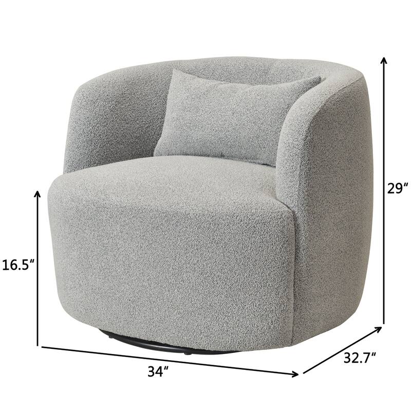 KINWELL 34" Wide Boucle Upholstered Sherpa Swivel Armchair (Set of 2)