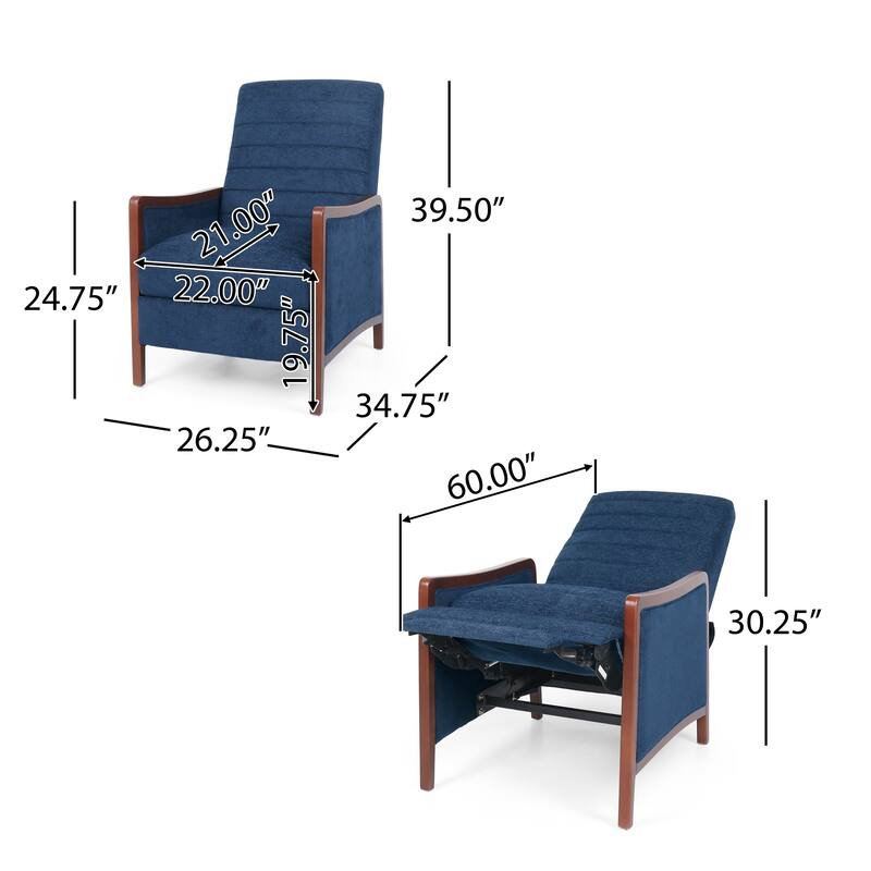 Mid Century Modern Fabric Pushback Recliner