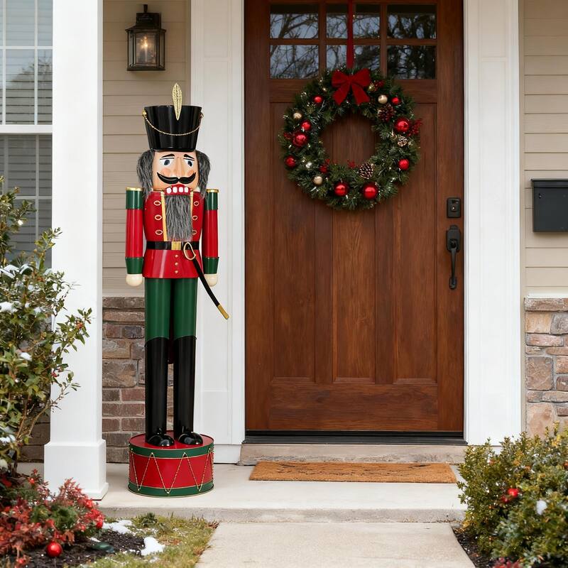 Christopher Knight Home - Jingle Classic Holiday Outdoor Iron Nutcracker Decor with Vibrant Festive Detailing