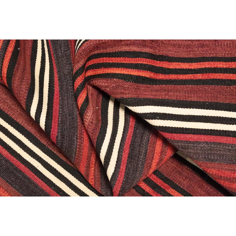 Hand Woven Oriental 100% Wool Carpet Southwestern Geometric Oranges & Rust Kilim Area Rug - 11' 6'' X 5' 0''