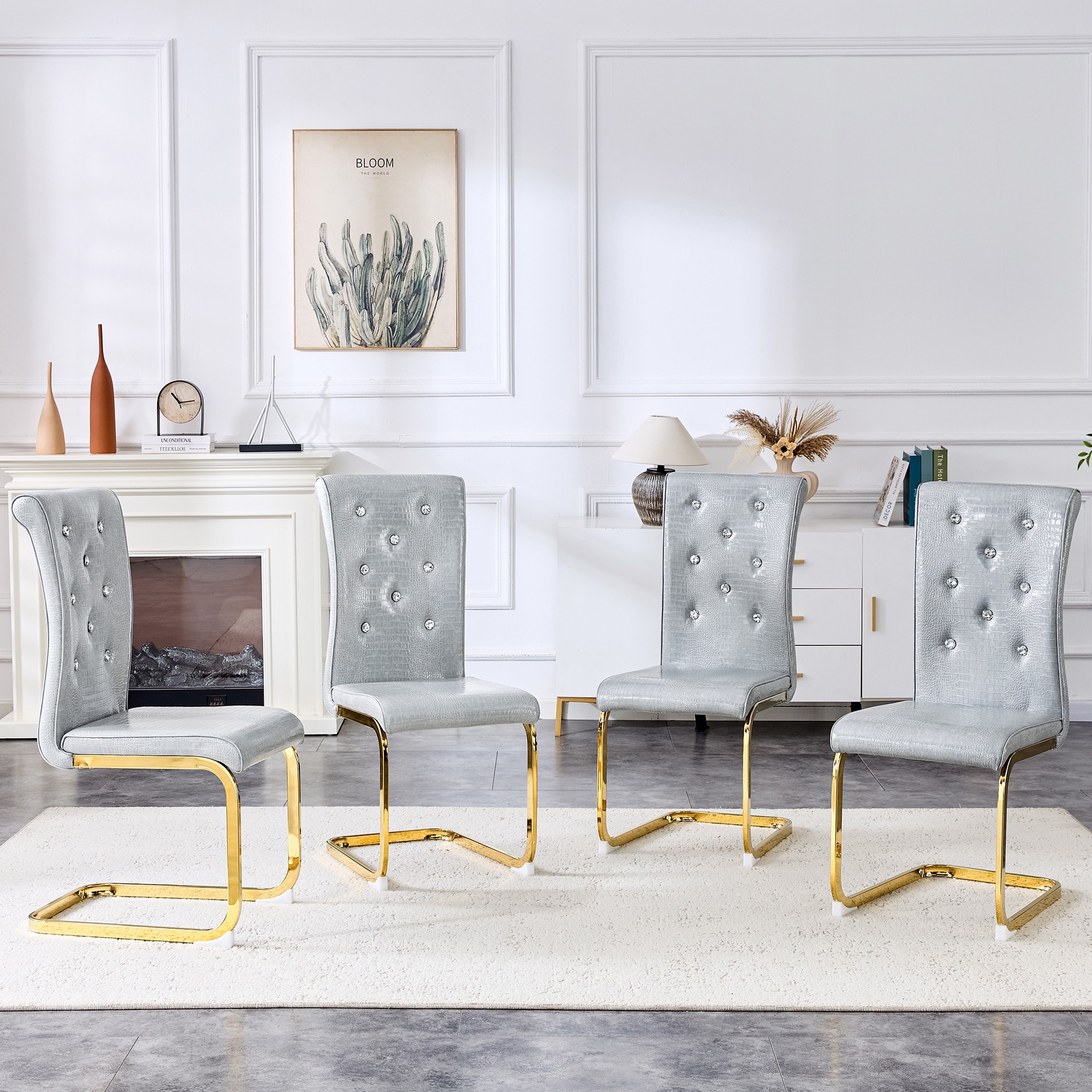 Set of 4 Retro Upholstered Dining Chairs