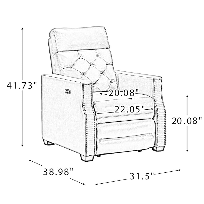 Alina 31.50"Wide Genuine Leather Power Recliner with USB Port, Set of 2