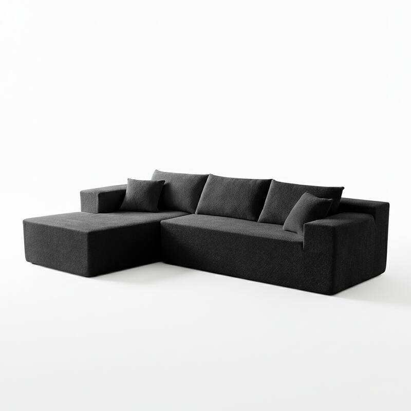 103.54" L-Shaped Modern High-Density Sponge Velvet Modular Sectional Sofa with Chaise & Pillows