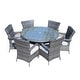 preview thumbnail 12 of 10, 7-piece Modern Outdoor Aluminum Wicker Dining Set with 6 Chairs