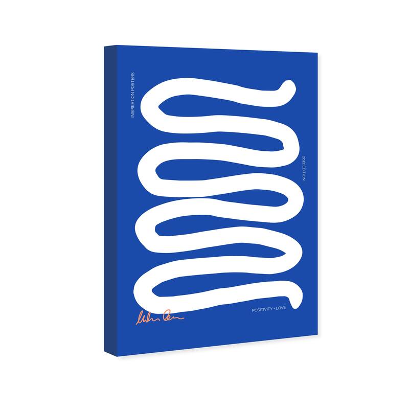Wynwood Studio Canvas Advertising Curved Positivity Blue and Modern & Contemporary Wall Art Canvas Print