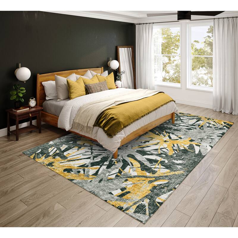 Indoor/ Outdoor Addison Bravado Abstract Starburst Washable Area Rug - 9' x 12' - Gilded