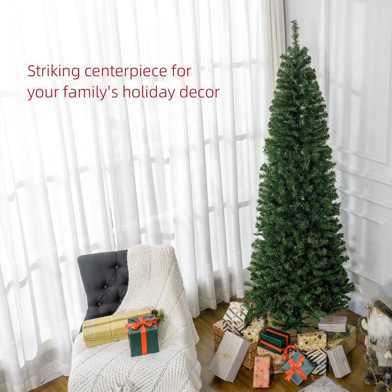HOMCOM 6/7FT Black Christmas Tree with Stand, Xmas Slim Artificial Christmas Tree Small, Black Christmas Decorations
