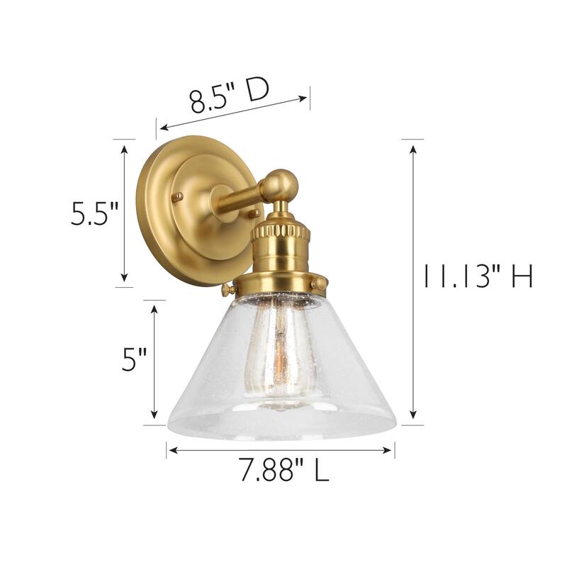 Augustin Transitional 1-Light Indoor Dimmable Wall Light Fixture - Satin Gold