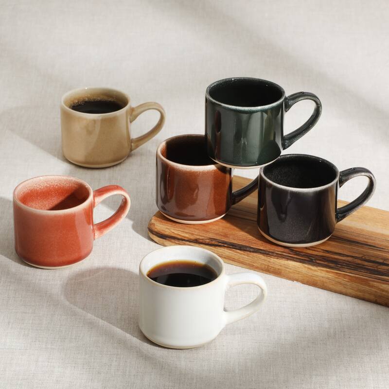 Mr. Coffee Espresso Whims 6 Piece 4 OZ Reactive Glaze Espresso Cup Set