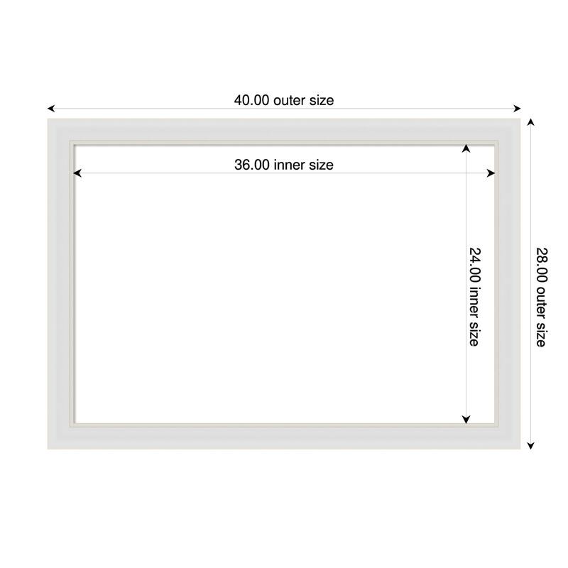 Amanti Art Flair Polished Nickel Framed Dry Erase Magnetic Board - 40 x 28 in - Flair Soft White