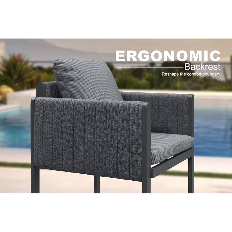 PURPLE LEAF Bar Stool Set of 2 Outdoor Rattan Bar Chair with Back Metal Bar Height Stool Wicker Barstool Dark Grey