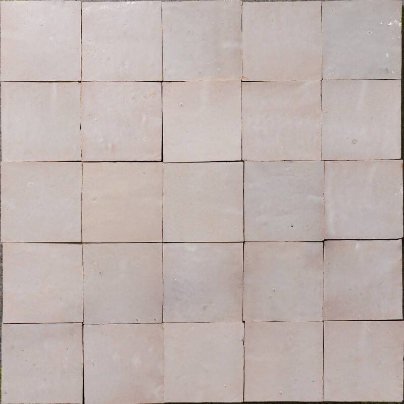 Handmade 4x4-in Moroccan Mosaic Solid Color Off-White