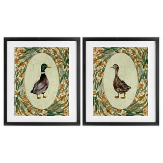 Stupell Country Floral Duck Portraits Framed Art Design By Yen (Set of ...