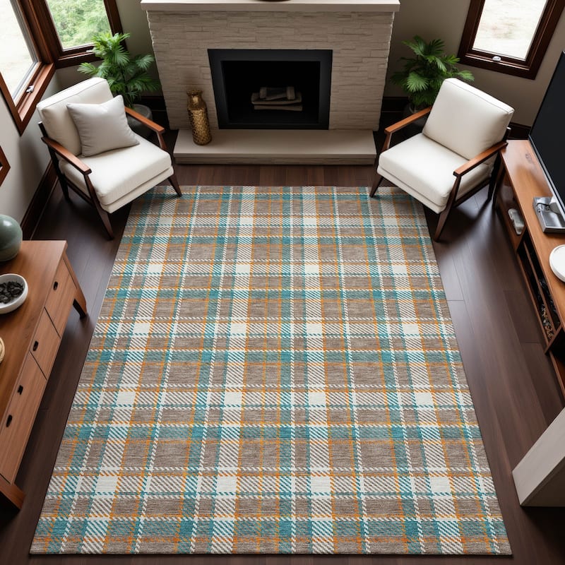 Premium Washable Super Soft Plaid Mayfield Rug - Taupe - 9' x 12'