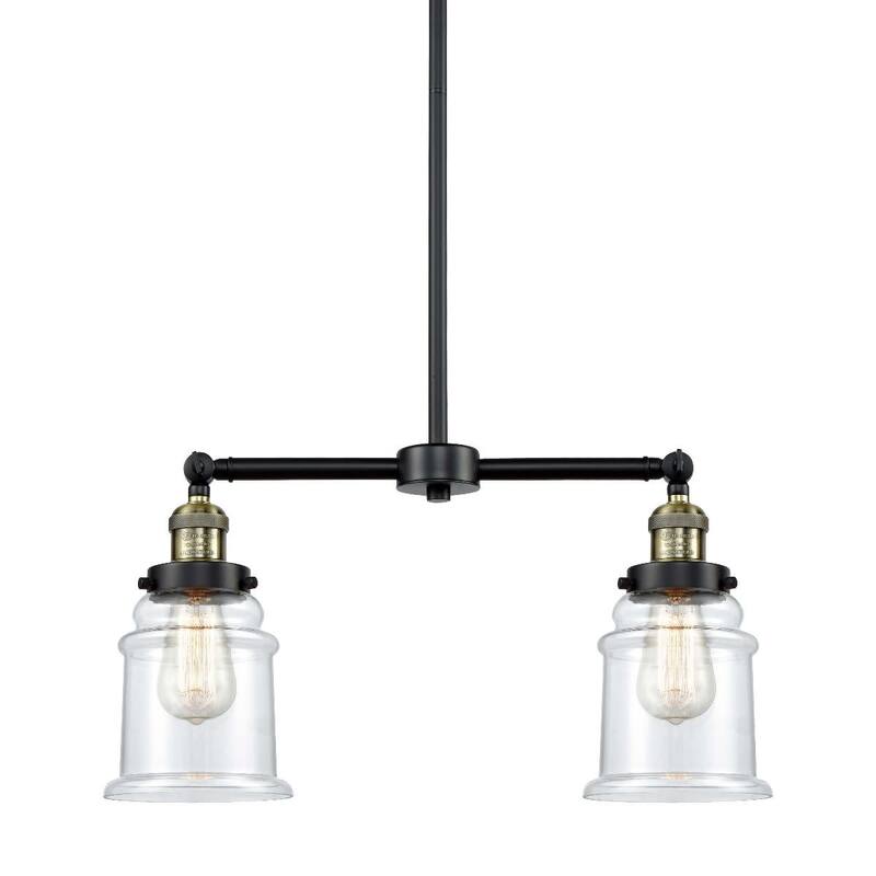 Innovations Lighting Canton 2 Light 21" Wide Linear Chandelier - Black / Antique Brass / Clear