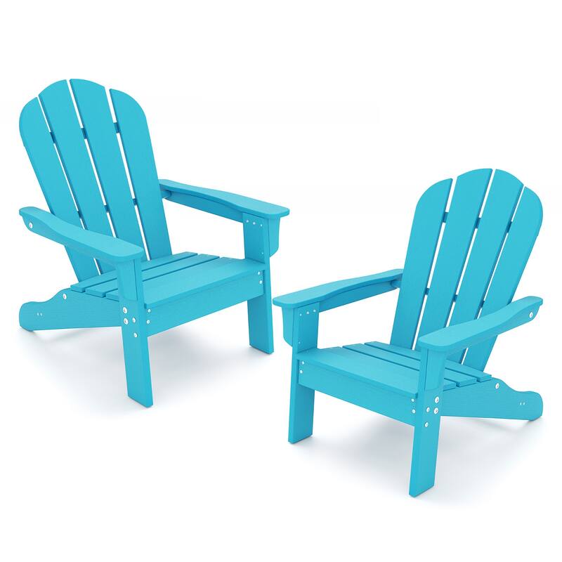 Gymax 2PCS Kid's Adirondack Chair All-Weather HDPE Toddler Lawn Chair - Green