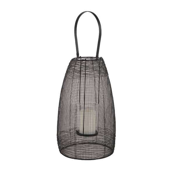 Gold Metal Decorative Indoor Outdoor Candle Lantern with Handle - 9 x 9 x 16