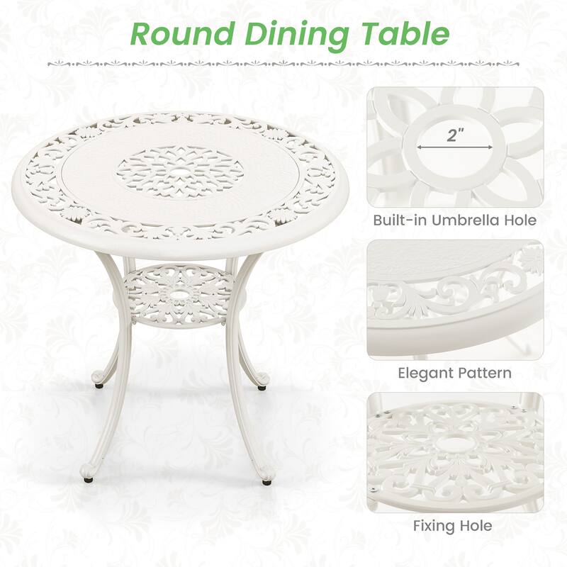 Gymax 5 Pieces All-Weather Outdoor Cast Aluminum Dining Set Round