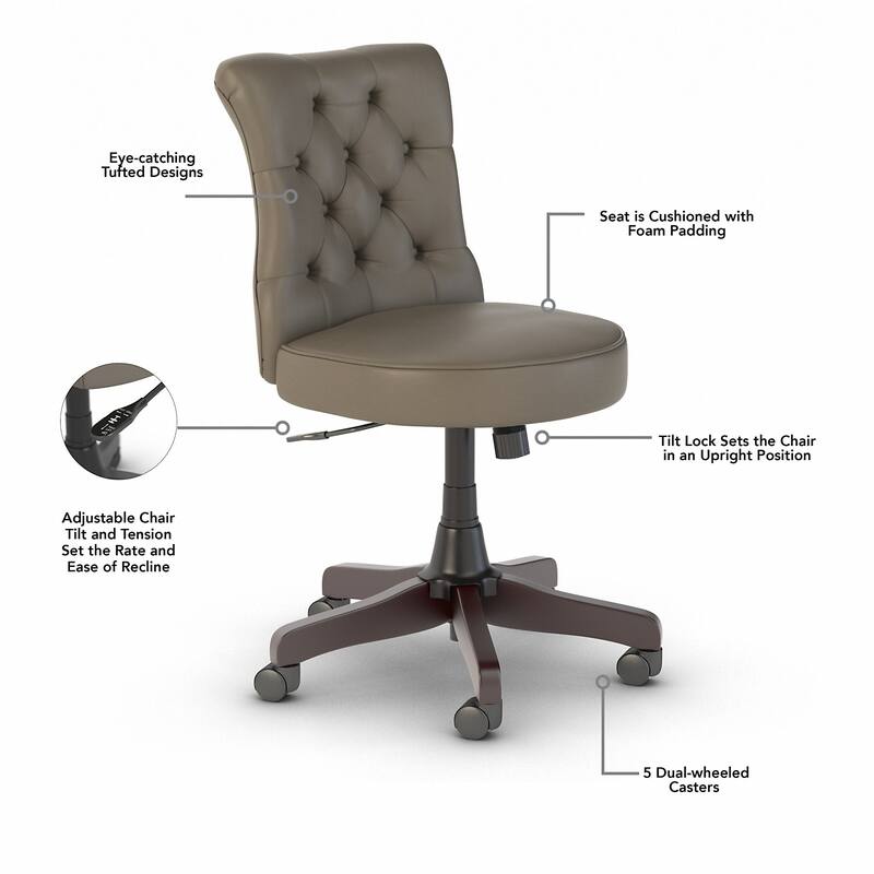 Key West 60W L-Desk with Tufted Office Chair by Bush Furniture
