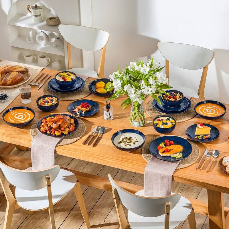 MALACASA LYDIA Embossed Stoneware 16-Piece Dinnerware Set