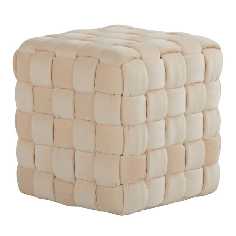 Square Braided 16" Ottoman in Blush Velvet by LumiSource