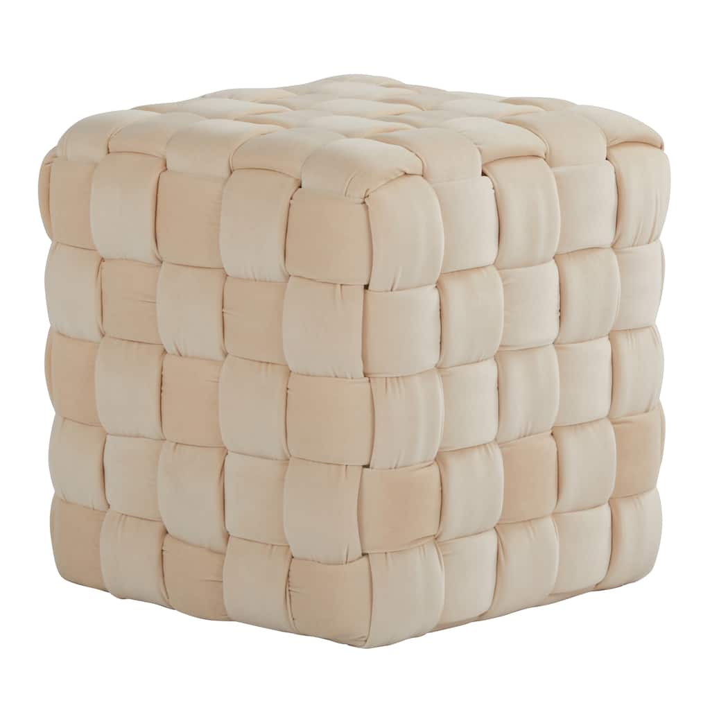 Square Braided 16" Ottoman in Blush Velvet by LumiSource