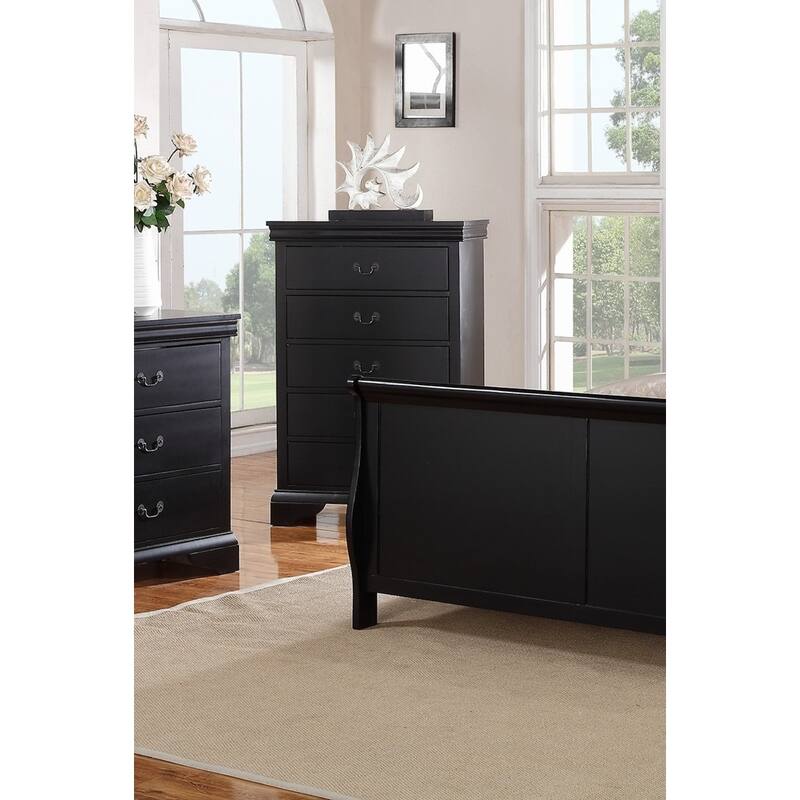 Contemporary Style,Bedroom Tall Chest Of Five Drawers,Solid Wood Storage Shelves,Sturdy Construction