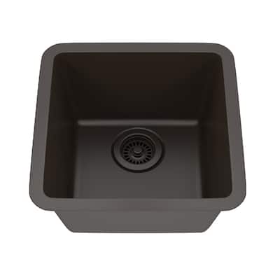 15 Inch Lexicon Platinum Quartz Composite Drop-in Undermount Single Bowl Galaxy Mocha Kitchen Sink LP-1515-M-SO - 15x15