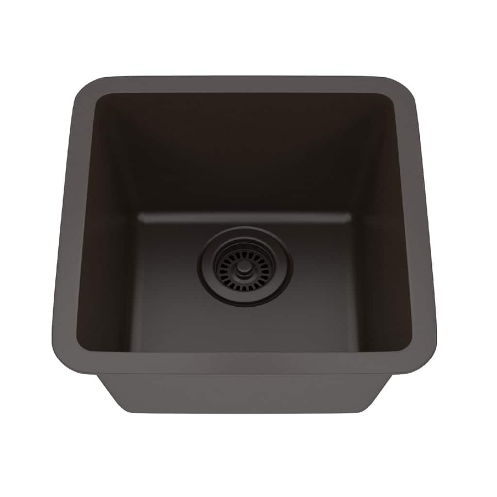 15 Inch Lexicon Platinum Quartz Composite Drop-in Undermount Single Bowl Galaxy Mocha Kitchen Sink LP-1515-M-SO - 15x15