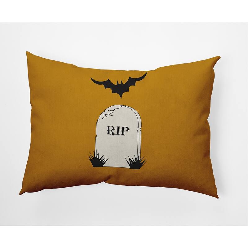 RIP Halloween Indoor/Outdoor Throw Pillow - 14" x 20" - Autumn Gold