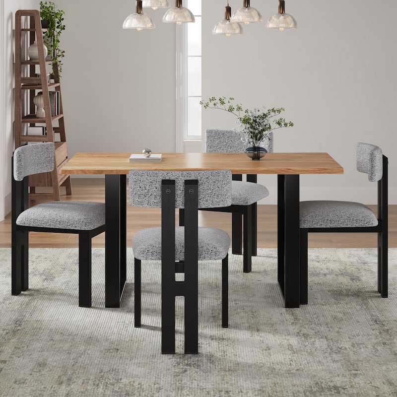 2Pcs Upholstered Armless Modern Dining Chairs Kitchen Chairs with With Metal Legs & Non-Slip Pads