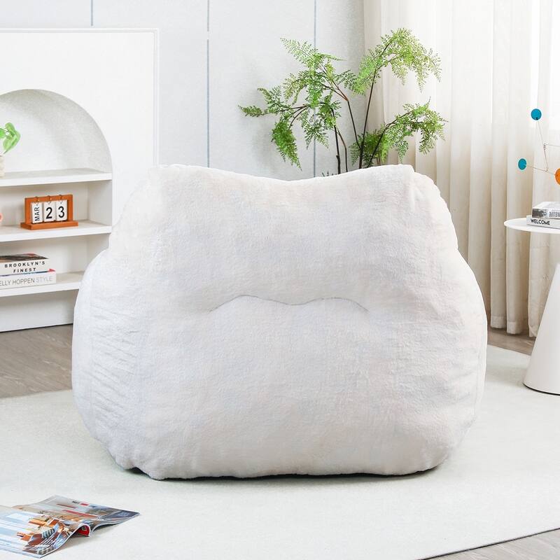 Living Room Bedroom faux fur Fabric Bean Bag Chair with Armrests