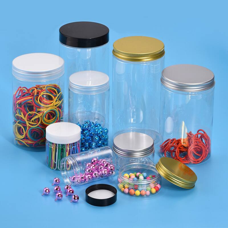 8Pcs 300ml Clear Plastic Jars with Silver Lid Food Storage Container