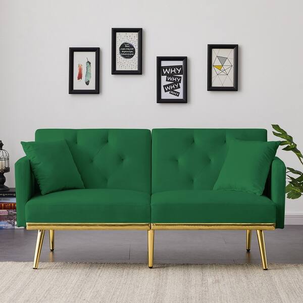 Modern Velvet Convertible Sofa Bed with Adjustable Backrest and