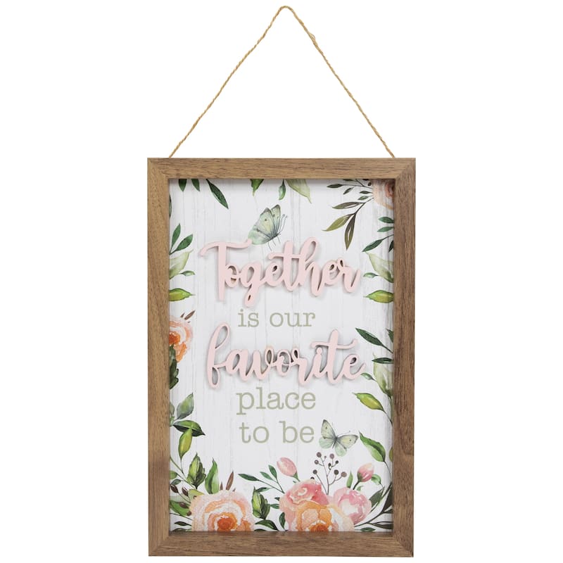 Wooden Framed "Together Is Our Favorite Place To Be" Wall Sign - 11.75"