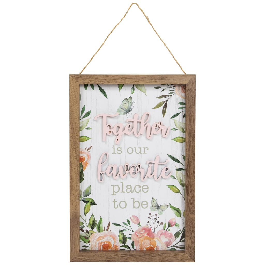 Wooden Framed "Together Is Our Favorite Place To Be" Wall Sign - 11.75"